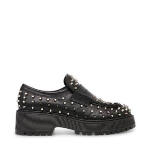 Loafersy Damskie Steve Madden Malvern Studs Czarne | SM-930HW