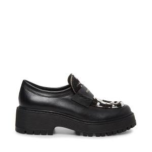 Loafersy Damskie Steve Madden Malvern-c Czarne Białe | SM-796QL