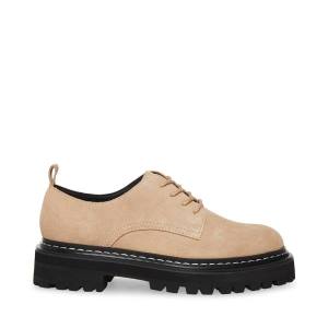 Loafersy Damskie Steve Madden Sebastian Sand Zamszowe Brązowe | SM-814ZP