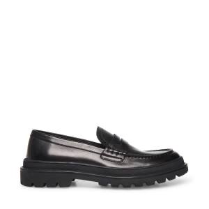 Loafersy Męskie Steve Madden Charles Skórzane Czarne | SM-241BG