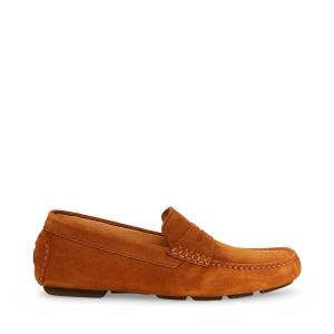 Loafersy Męskie Steve Madden Italo Cognac Zamszowe Brązowe | SM-064BG