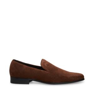 Loafersy Męskie Steve Madden Parigi Zamszowe Brązowe | SM-689SA