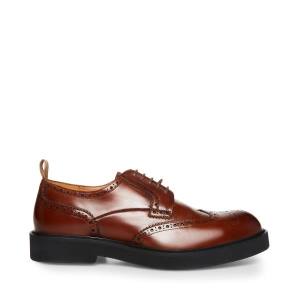 Mokasyny Męskie Steve Madden Adrick Cognac Skórzane Brązowe | SM-145BT