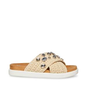 Sandały Damskie Steve Madden Amandy Natural Beżowe Kolorowe | SM-524HJ