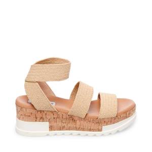 Sandały Damskie Steve Madden Bandi Natural Raffia Beżowe | SM-952WM