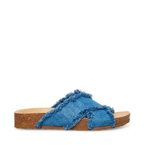 Sandały Damskie Steve Madden Devyn Denim Fabric Niebieskie | SM-674KF