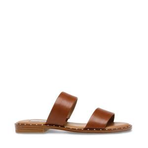 Sandały Damskie Steve Madden Ivara Cognac Skórzane Brązowe | SM-278FU