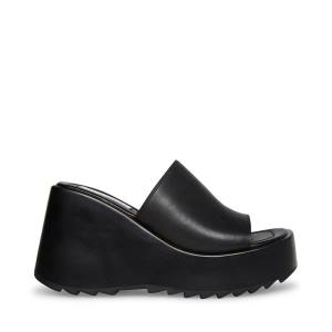 Sandały Damskie Steve Madden Pepe30 Skórzane Czarne | SM-514SY