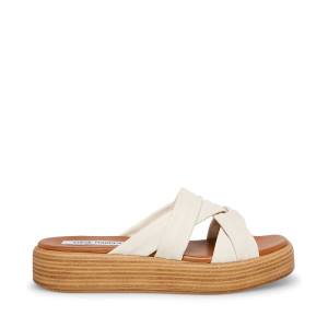 Sandały Damskie Steve Madden Salita Bone Skórzane Beżowe | SM-407CE