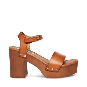 Szpilki Damskie Steve Madden Ivy Cognac Heel Brązowe | SM-609UR