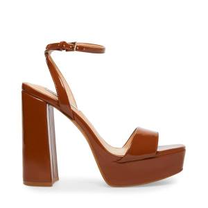 Szpilki Damskie Steve Madden Lessa Cognac Lakierowana Heel Brązowe | SM-769WR