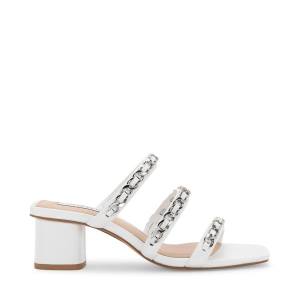 Szpilki Damskie Steve Madden Links Skórzane Heel Białe | SM-096UR