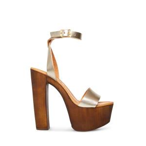 Szpilki Damskie Steve Madden Lucy Skórzane Heel Złote | SM-497MT