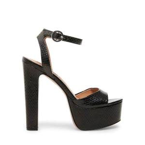 Szpilki Damskie Steve Madden Skyla Snake Heel Czarne Wąż | SM-907NB