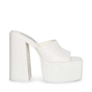 Szpilki Damskie Steve Madden Trixie Skórzane Heel Białe | SM-817WB