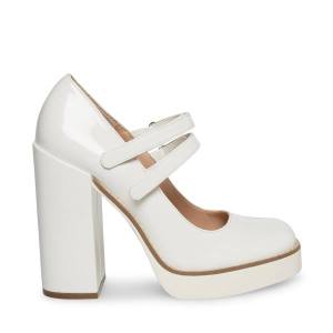 Szpilki Damskie Steve Madden Twice Lakierowana Heel Białe | SM-402DW